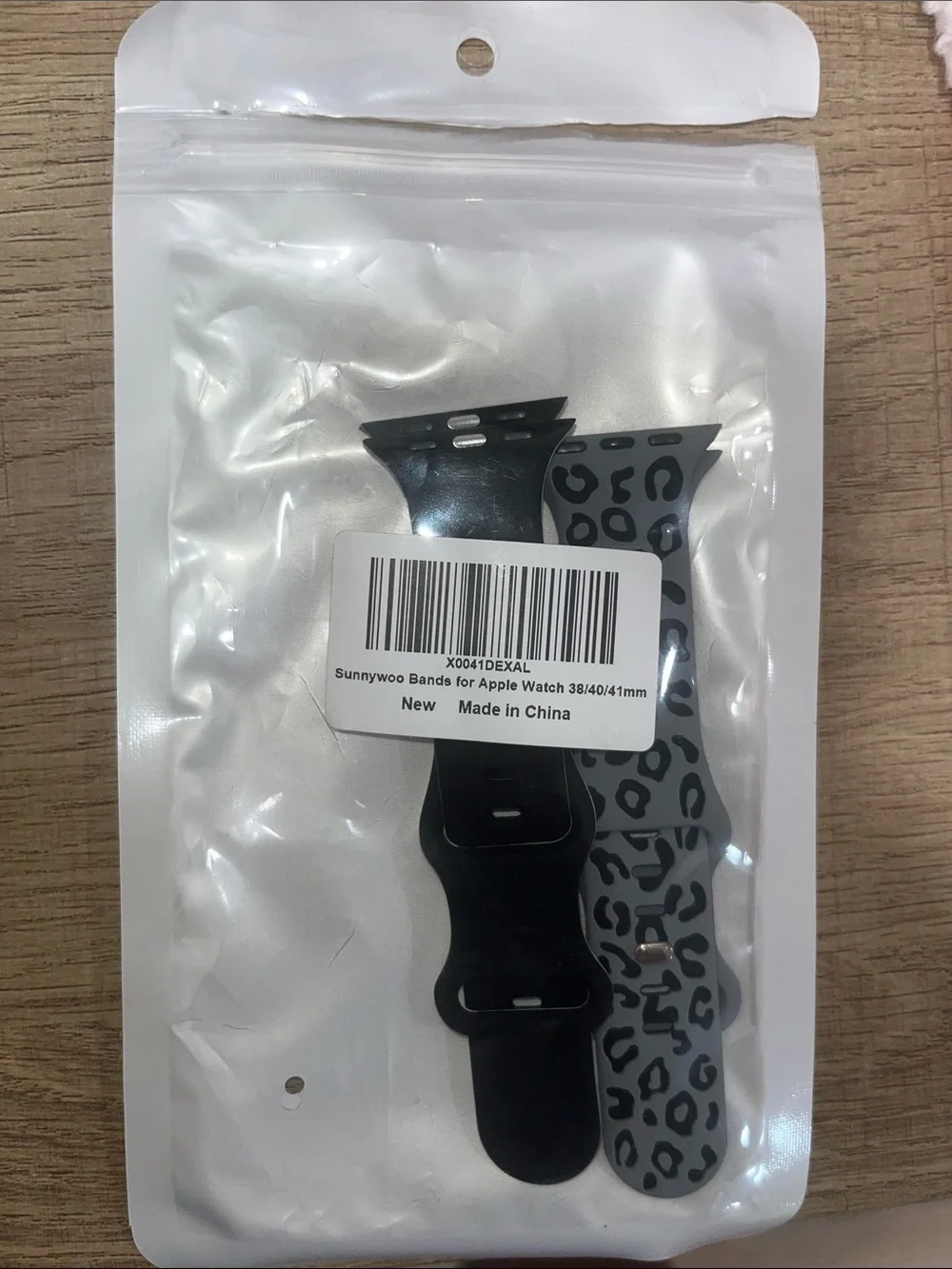 Black and Gray Leopard Silicone Apple Watch Bands (38/40/41mm)